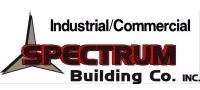 Logo for Spectrum Building Co. INC. with a star graphic on the left and the words Industrial/Commercial SPECTRUM Building Co. INC. in black and red text.